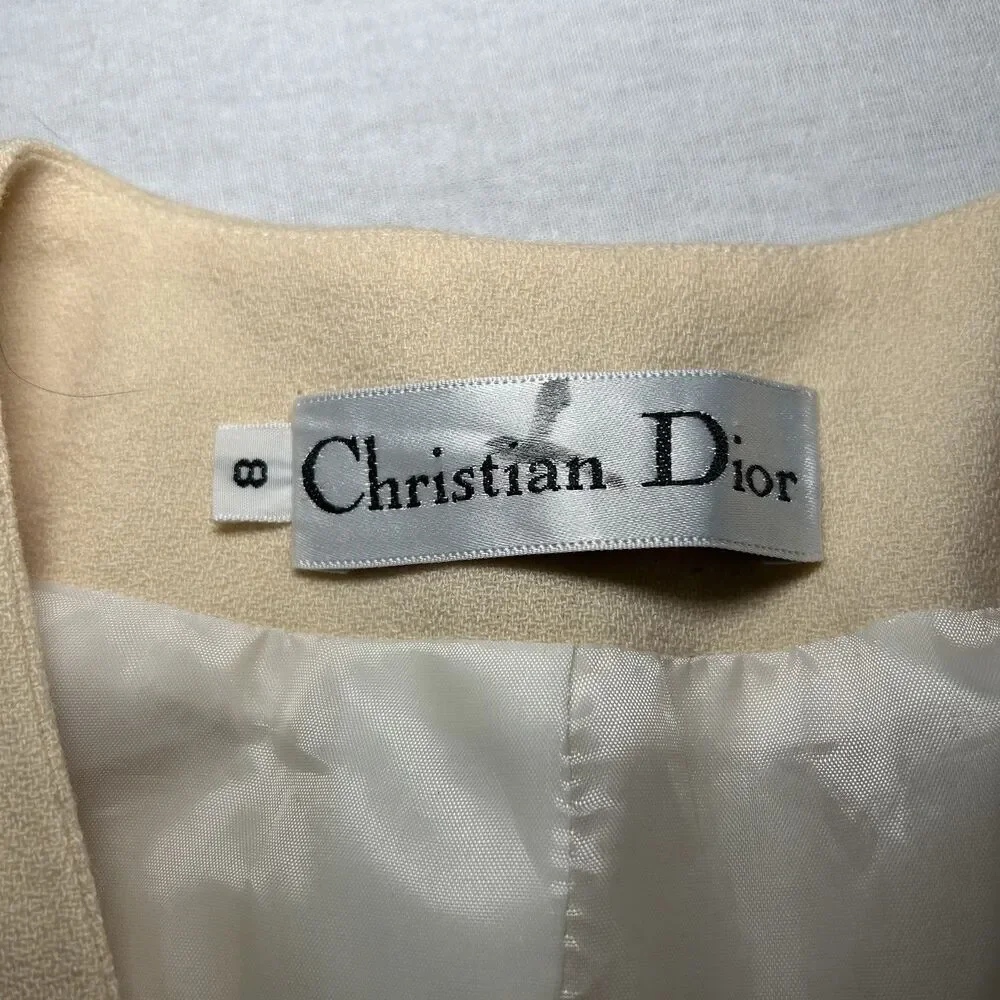 VTG Christian Dior jacket sz 8 in cream, double-breasted design